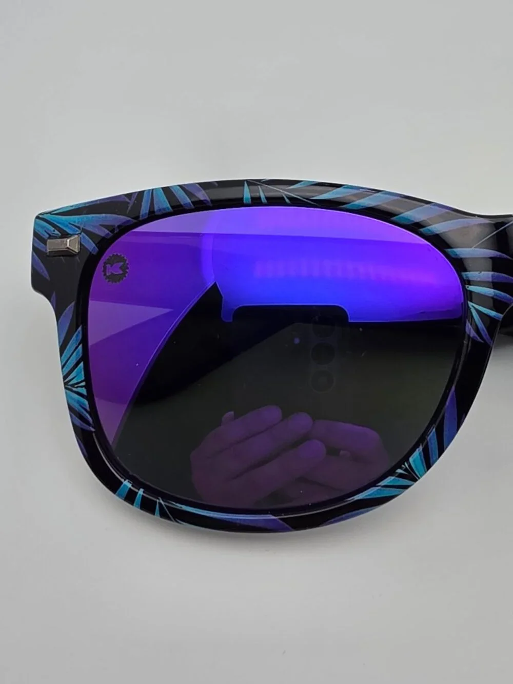 Knockaround Fort Knocks Tropical Palms Black Frame Polarized Purple Sunglasses